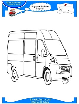 Çocuklar İçin Minibüs Boyama Sayfaları 